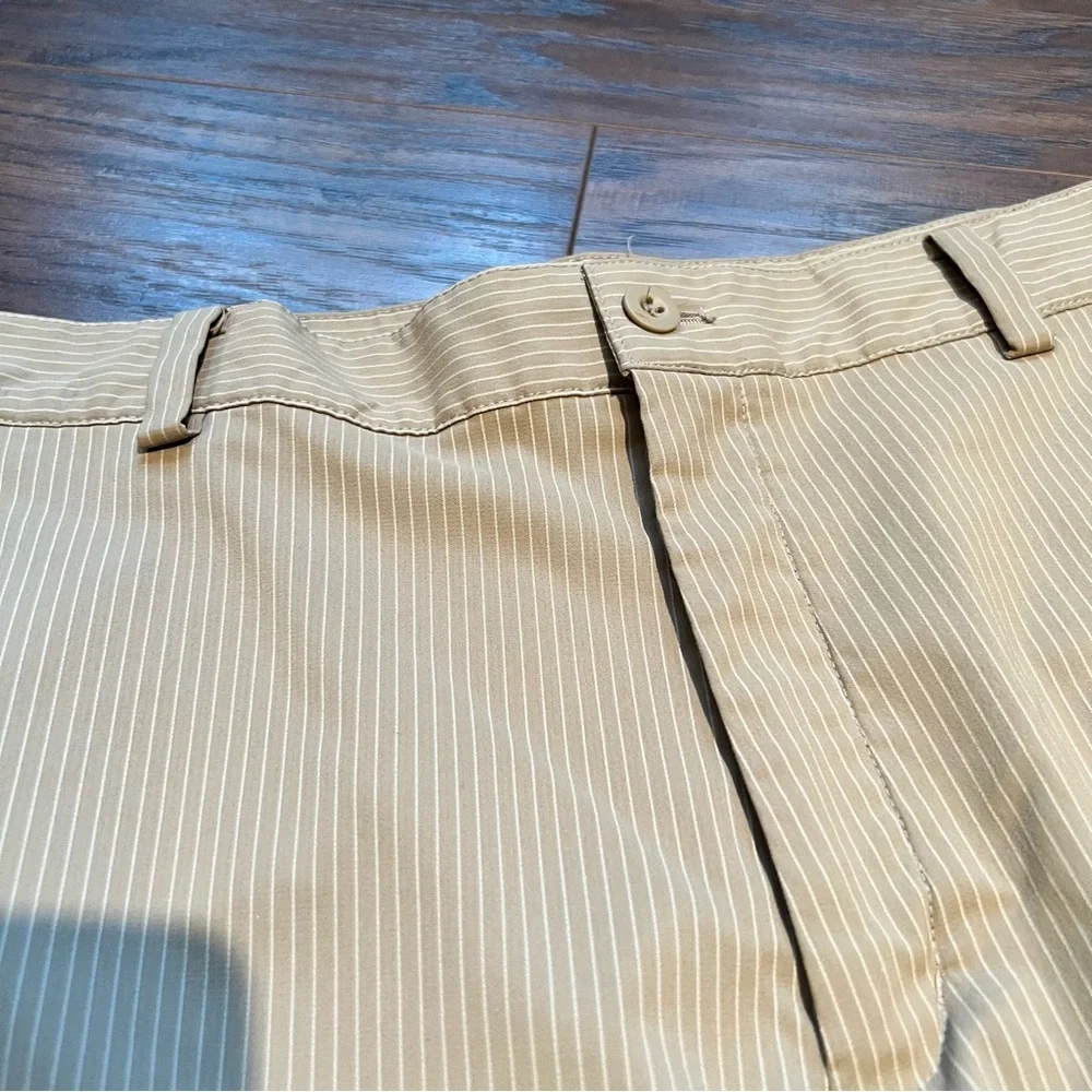 Nike Golf Dri-Fit Khaki Performance Shorts with White Pinstripes | 34 - M